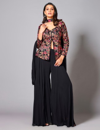 Classic black palazzo suit with dupatta