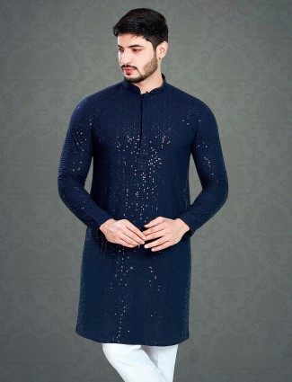 Classic navy cotton kurta