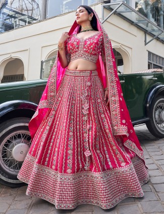 Beautiful megenta silk lehenga choli