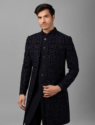 Trendy navy open indowestern