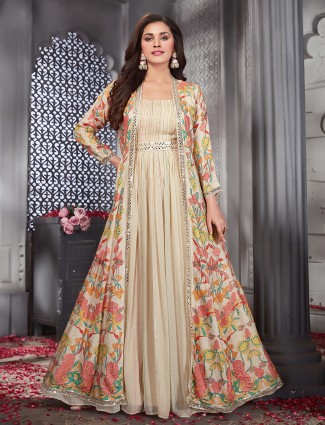 Classy beige georgette anarkali suit