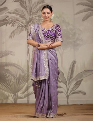 Classic lavender silk saree