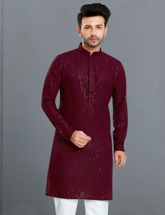 Classy maroon cotton kurta