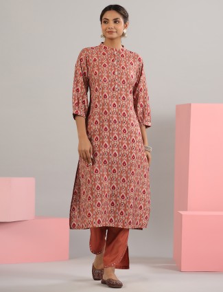 Beautiful printed kurti with pant in brown