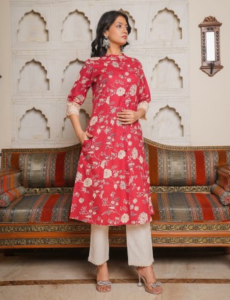 Beautiful maroon floral printed kurti