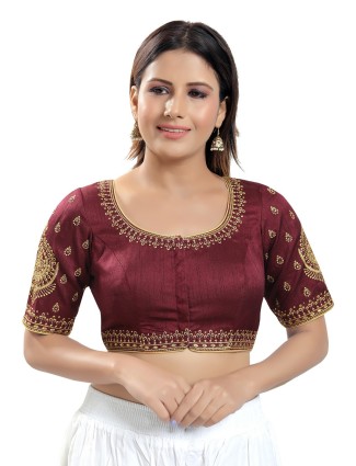 Silk Maroon Ready made Blouse