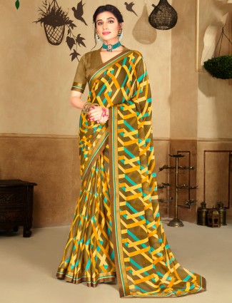 Dark Olive Georgette Saree