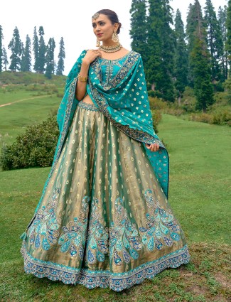 Dazzling rama blue silk lehenga choli