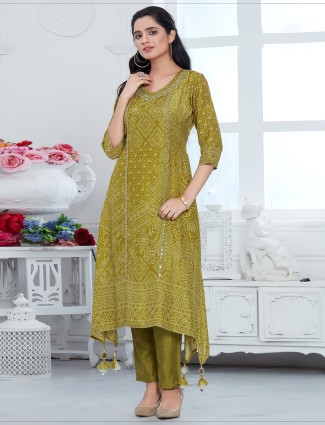 Russian silk green kurti