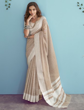 Beautiful beige linen saree