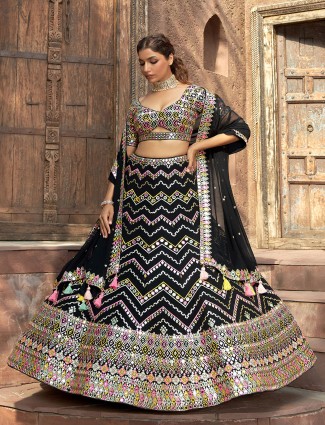 Stylish georgette black lehenga choli