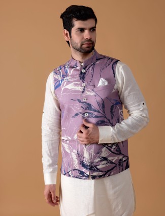 Mauve purple printed waistcoat