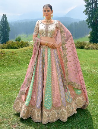 Trendy multi color unstitched lehenga choli