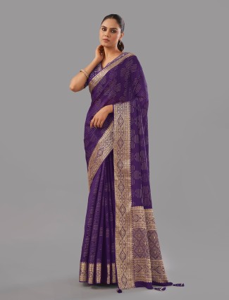 Stunning purple georgette saree