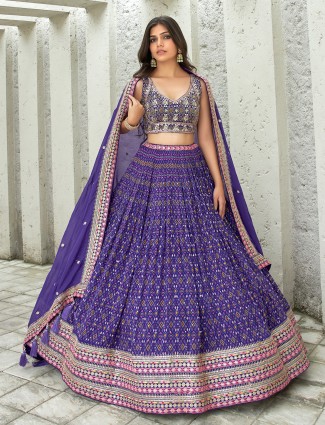 Stunning purple printed lehenga choli