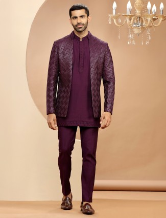 Classic purple silk indowestern