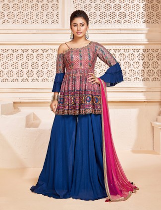 Stunning navy georgette palazzo suit