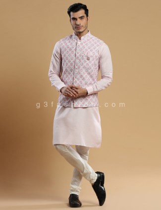 Classic Pink and Cream Silk Waistcoat Set