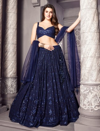 Beautiful stunning navy georgette lehenga choli