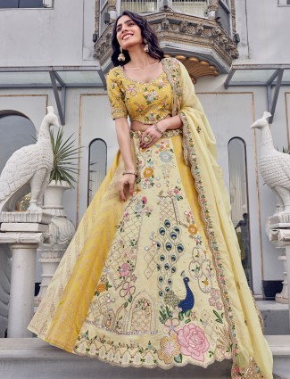 Latest yellow silk lehenga choli for haldi