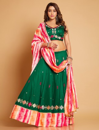 Cotton silk green chaniya choli