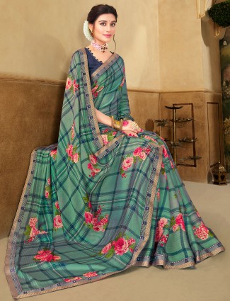 Georgette Saree in Green Shade