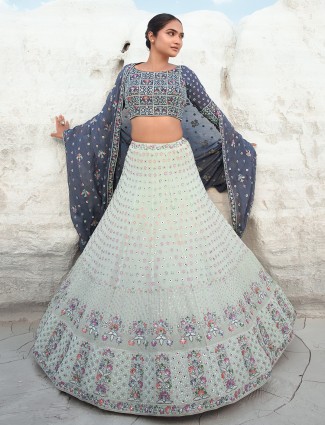 Pista green and grey wedding lehenga choli