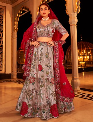 Grey unstitched lehenga choli