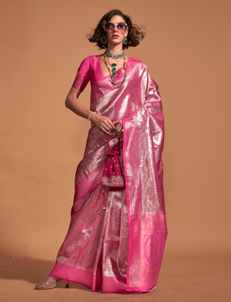 Pink kanjivaram silk saree