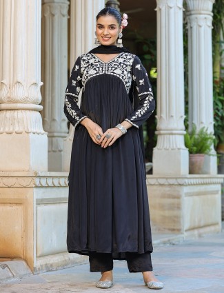 Black silk kurti set with dupatta