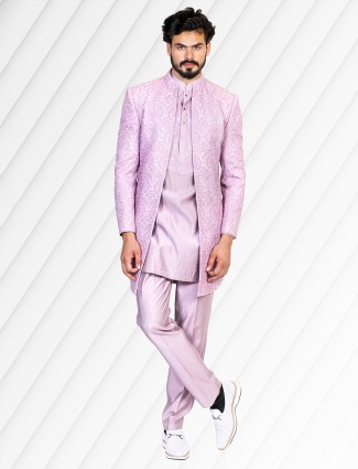 Trendy lavender silk indowestern