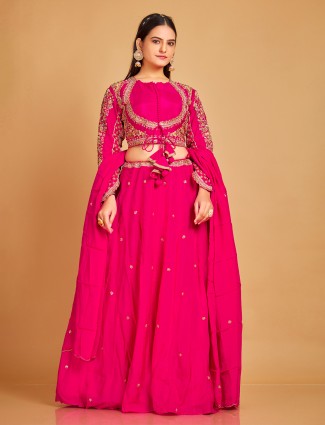 Trendy magenta wedding lehenga choli in silk