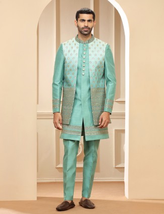 Stunning mint green indowestern