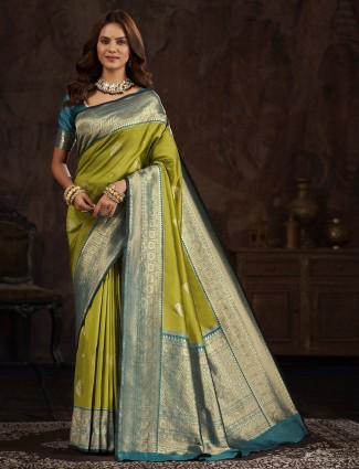 Awesome olive banarasi silk saree