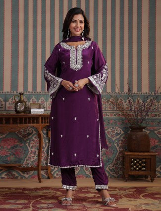 Purple kurti set in silk