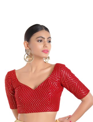 Trendy red silk blouse