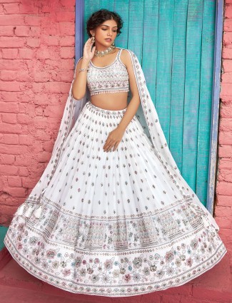 Latest white wedding lehenga choli in georgette