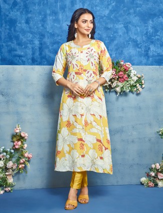 Amazing yellow silk kurti with pant