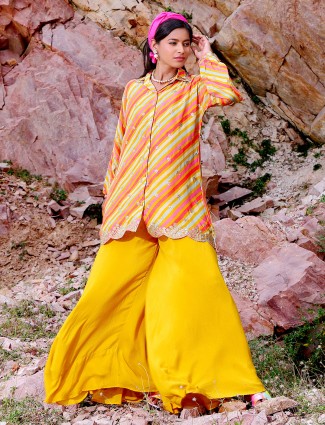 Trendy yellow georgette co ord set