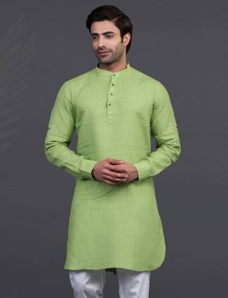 Linen Festive Kurta in Green