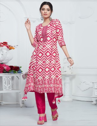 Magenta dola silk printed kurti