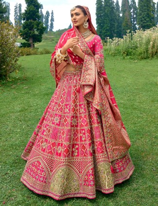 Magenta bridal unstitched lehenga choli