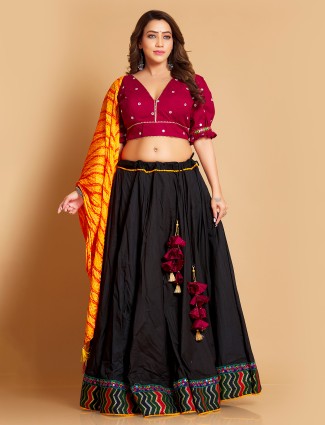 Maroon and black cotton chaniya choli