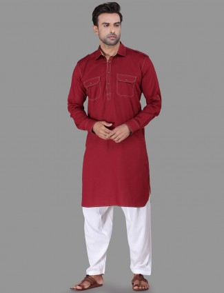 Maroon festive wear pathani suit