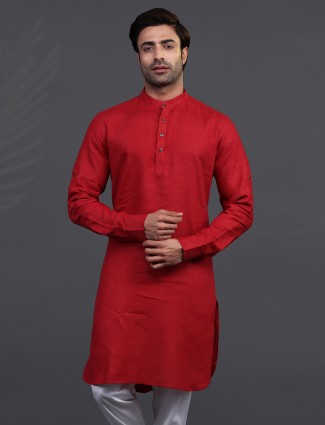 Maroon Linen Kurta for Festive