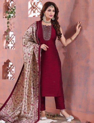 Stunning maroon silk salwar suit