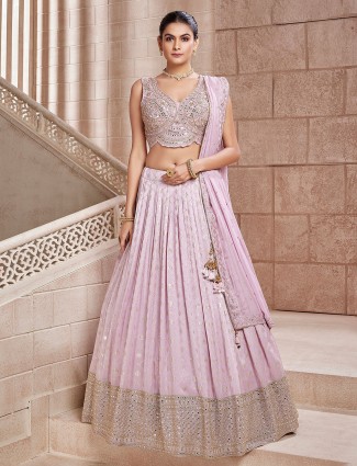 Trendy mauve pink chiffon lehenga choli