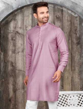 Mauve pink plain kurta