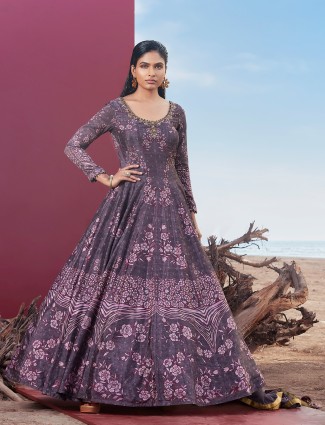 Mauve purple wedding anarkali suit