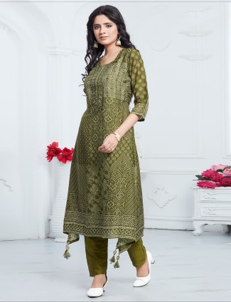 Mehendi green digital printed kurti